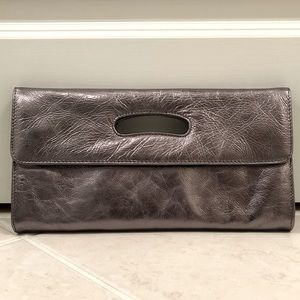 HOBO International Leather Fold Over Magnetic Closure Clutch Purse